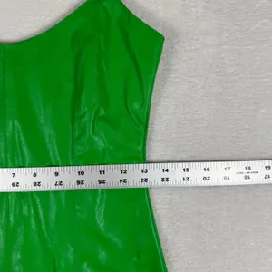 Amanda Uprichard Emilee Faux Leather Mini Dress Green‎ Sleeveless Sweetheart S thumbnail 7