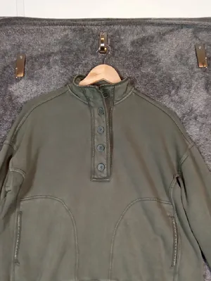 Aerie Oversized Faded Pullover Sweatshirt Trail Lounge Athleisure Olive Womens thumbnail 5