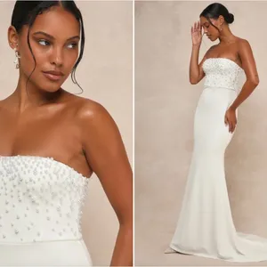 LULU's Wedding Bridal Elegant Sexy Pearl Bustier Sophisticated Romantic Gown thumbnail 2