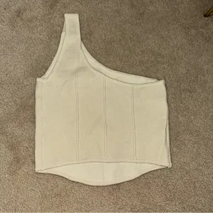 Anthropologie one-shoulder sweater corset top thumbnail 5