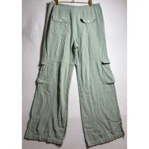 T&S by Thread & Supply Cargo Pants Sage Green Wide Leg XL Drawstring Waist thumbnail 4