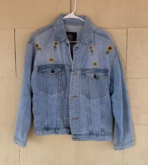 L.E.I Vintage Sunflower Denim Jacket Yellow thumbnail 1