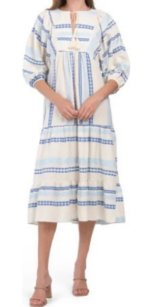 Anthropologie Luisa Perla Tiered Maxi Dress Cotton Resort Dress Boho Summer L thumbnail 1