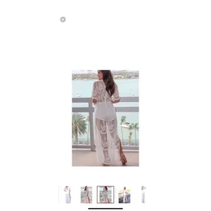Eleter White Lace V-Neck Maxi Romper Dress Women's Boho Party Outfit Small thumbnail 2