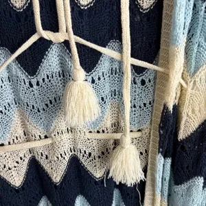POL Chevron Patterned Open Front short sleeve cardigan cover up thumbnail 3