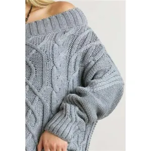 ✨NWT ADORA Cable Knit Off‎ Shoulder Sweater Size M thumbnail 2