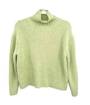 Ann Taylor Green Ribbed Turtleneck Shaker Sweater Size Small Chunky Cozy Pastel thumbnail 1