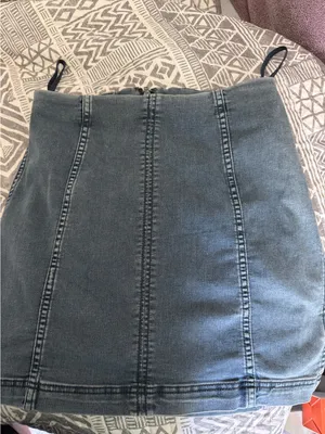 Free People Denim Mini Skirt Size 8 Y2K Blue Wash Stretch thumbnail 3