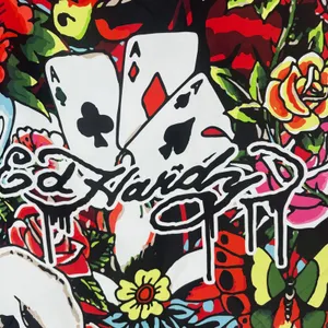 NWT Ed Hardy‎ Scarf Unisex OS Red Tattoo Print Skull Rose Y2K Streetwear thumbnail 5