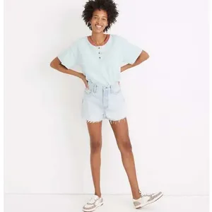 Madewell Denim The Momjean Short 28 Blue Fitzgerald Wash High Rise Button Fly thumbnail 2