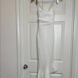 NWT ASOS White Spaghetti-Strap criss cross back ruffle down dress sz 2 thumbnail 2
