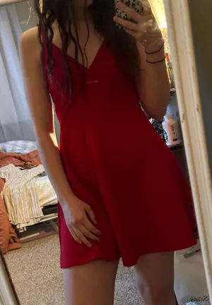 Amazon Red Spaghetti Strap Dress thumbnail 2