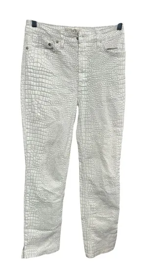 036. We the free Free People We The Free Lydia Embossed Slim White Jeans Size 29 thumbnail 1