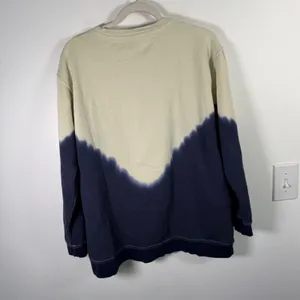 Natural Life Sweatshirt Cotton Blend Pullover Cream Navy Tie Dye READ Womens Med thumbnail 7