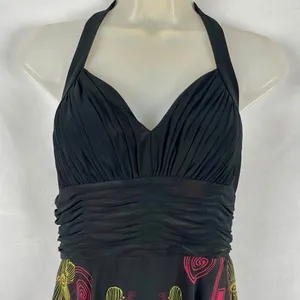 Sangria Ruched Bodice Asymmetrical Handkerchief Hem Halter Dress 4 thumbnail 2
