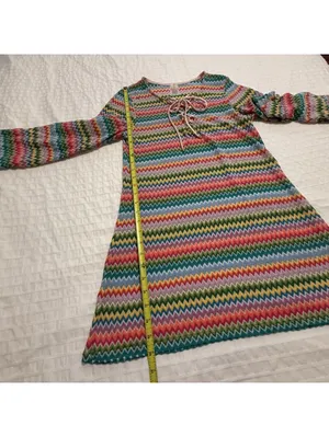PQ Swim Ziggy Noah Coverup Tunic Chevron Rainbow Bell Sleeves XS / S Multicolor thumbnail 4