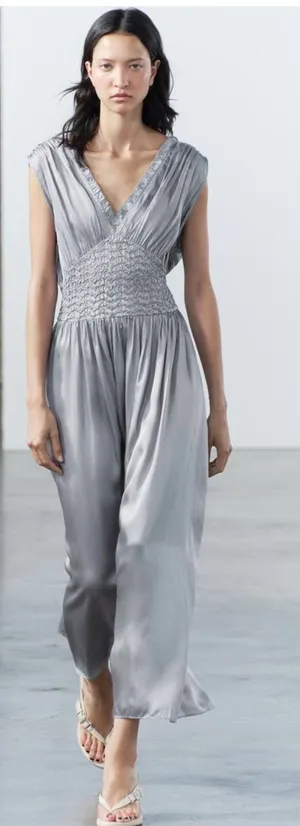 Zara NWT Silver Maxi Dress thumbnail 1