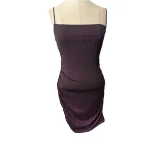 Lulus Take Me Anywhere Purple black glitter Mini Dress Medium Open Back Strappy thumbnail 14