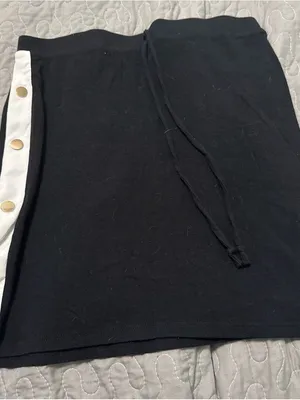 Heart & Hips Black Mini Skirt with White Snap-Trim thumbnail 1