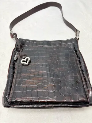 Brighton‎ Vintage Shoulder Bag Brown Leather Croc-Embossed Purse thumbnail 7