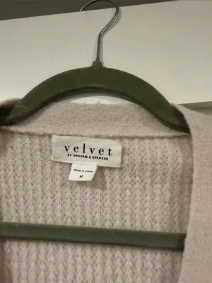 Velvet‎ by Graham & Spencer tan cream Cropped Waffle-Knit Cardigan med thumbnail 3