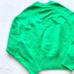 Zara Soft Knit Sweater Womens Size XS Neon Green Wool Blend Crewneck Raglan Cozy thumbnail 12