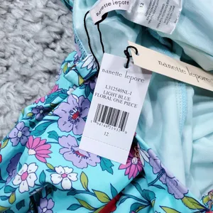 Nanette Lepore Swim Plunging Floral One Piece Swimsuit Light Blue Size 12 thumbnail 8