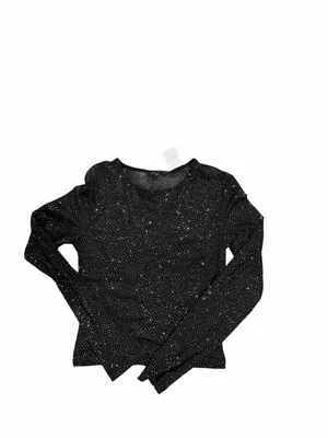 Love Tree Black Long-Sleeve Sparkle Crop Top thumbnail 2