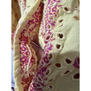 Free People Flower Fields Eyelet Top M Yellow Floral Puff‎ Sleeve Boho Blouse 1 thumbnail 4