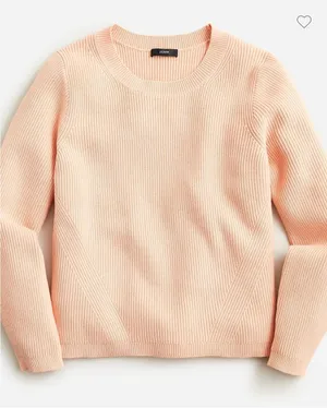 J. Crew Women's Peach Ribbed Stretch Crewneck Sweater thumbnail 1