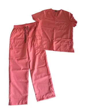 Women's NEW Salmon Colored Two Piece Scrub Set Size S #260763 thumbnail 1