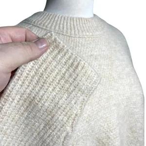 MADEWELL Women’s Fuzzy Alpaca Blend Cream Pullover Mixed Knit Sweater thumbnail 4