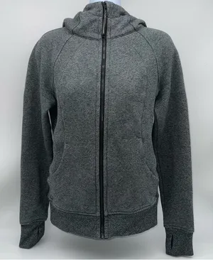 lululemon athletica Dk Gray Full Zip SCUBA Hoodie Jacket Front Pockets-Size 4 thumbnail 1