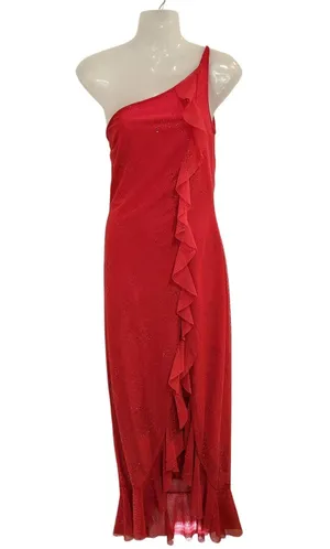 Vintage Jessica McClintock for Gunne Sax Red One Shoulder Evening Formal Dress 6 thumbnail 1