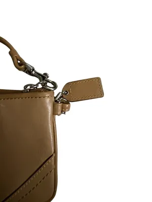 COACH Vintage Tan Beige Leather Wristlet Clutch thumbnail 7