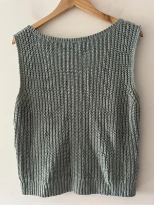 Abercrombie & Fitch‎ Knit Slash Shaker Tank Sweater Sage Green thumbnail 2