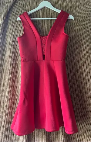 Material Girl Red Sleeveless V-Neck Fit-and-Flare Mini Dress thumbnail 1