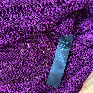 White House‎ Black Market Plum Purple Open Knit Sweater Top Cap Sleeve Medium thumbnail 6