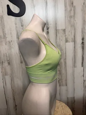 Under Armour Lime Green Seamless Strappy Back Sports Bra Womens Size Small Padde thumbnail 2