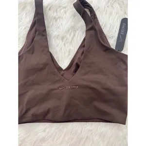 Nike Skims Matte V-Neck Longline Bra Dark Sepia Size Small thumbnail 8