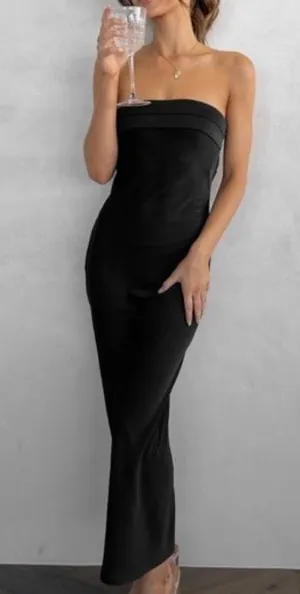 Billy J boutique Black satin maxi dress thumbnail 3