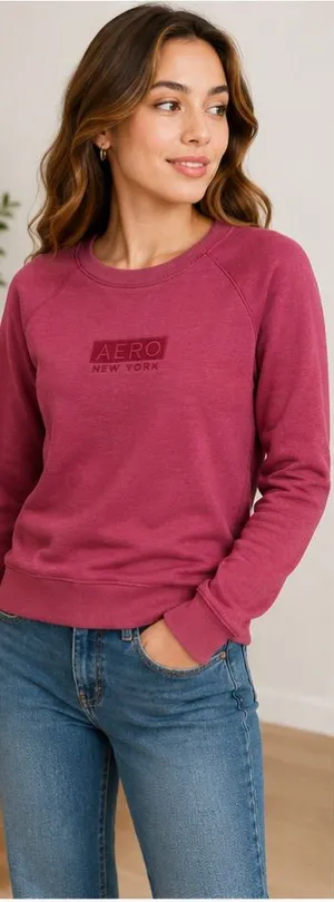 Aeropostale AERO New York Burgundy Crewneck Sweatshirt XS thumbnail 1
