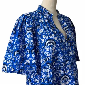 Sugarlips Lulu Dixie Dress Mini Shift Blue Floral Cotton Women’s Size Medium thumbnail 8