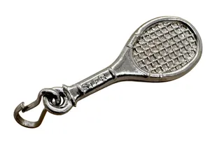 Vintage Tennis Racket Charm Silver‎ Tone Sports Jewelry Stamped STER Magnetic thumbnail 1