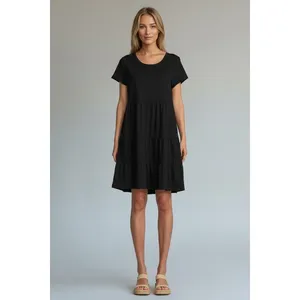 Time and Tru Womens Dress Size M Black Tiere Cotton Minimalist Whimsigoth thumbnail 6