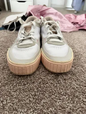Puma Women's White Platform Sneakers with Pastel Pink & Light Gray Accents thumbnail 6