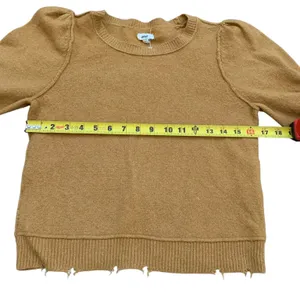 Aerie Mustard Puff Sleeve Distressed Crew Sweater M Earthenware‎ Minimalist thumbnail 8