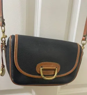 Vintage Dooney & Bourke Horseshoe Brass Bit Clutch Saddle Bag Black USA thumbnail 1