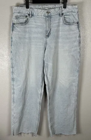 American Eagle Curvy Stovepipe Jeans Size 14 Blue Light‎ Wash Wide Leg Baggy 90s thumbnail 1
