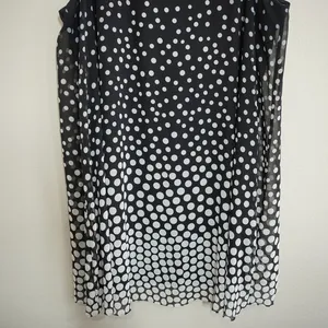 Jessica Howard Shift Dress 18W Black‎ White Polka Dot Ombre Chiffon Sleeveless thumbnail 3